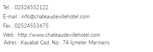 Hotel Chateau De Ville telefon numaralar, faks, e-mail, posta adresi ve iletiim bilgileri
